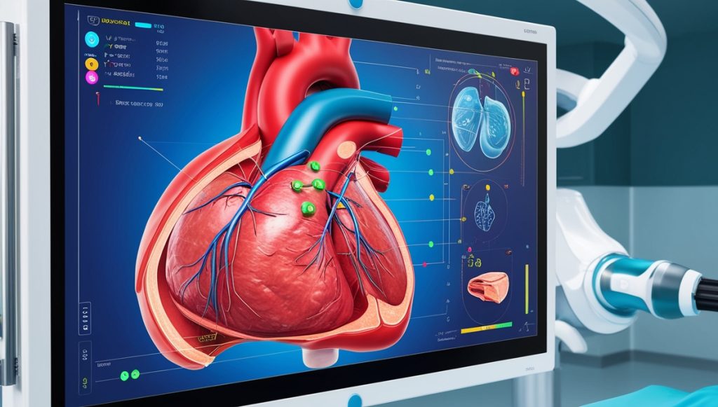 A 3D-rendered image of a body organ, showcasing the AI-enhanced visuals used in robotic surgery.